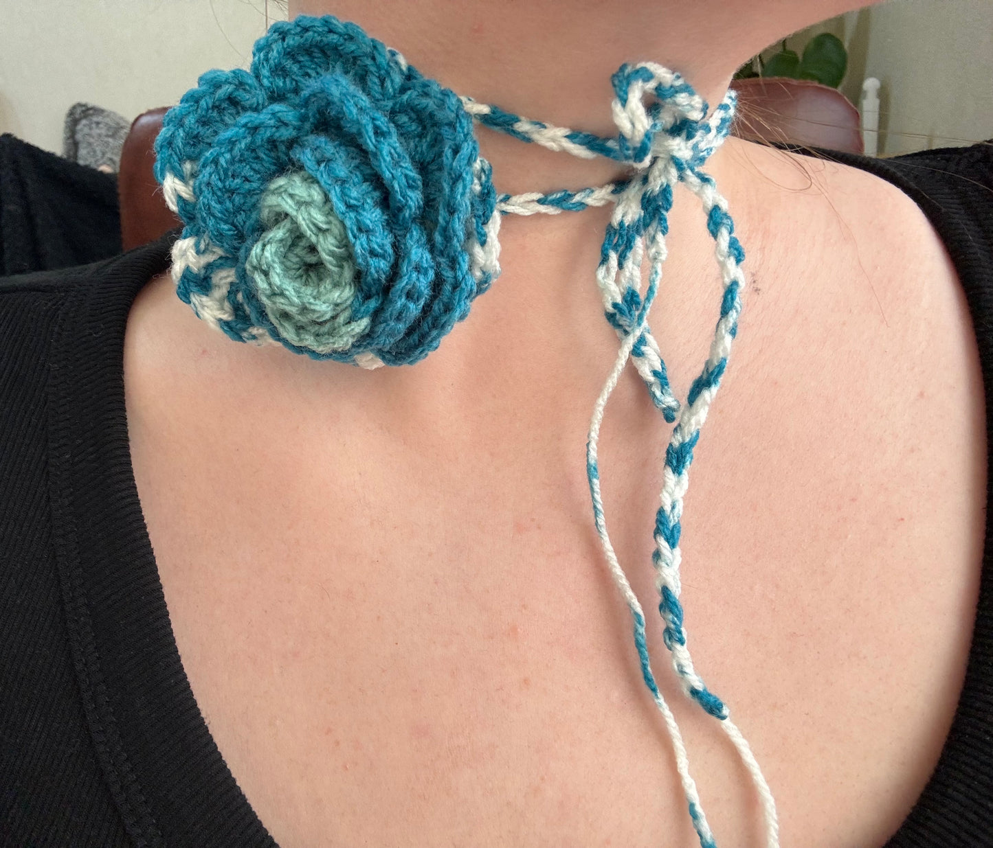 Adventurine Scrap Yarn Flower Accessory - 1 of 1, Ready to Ship