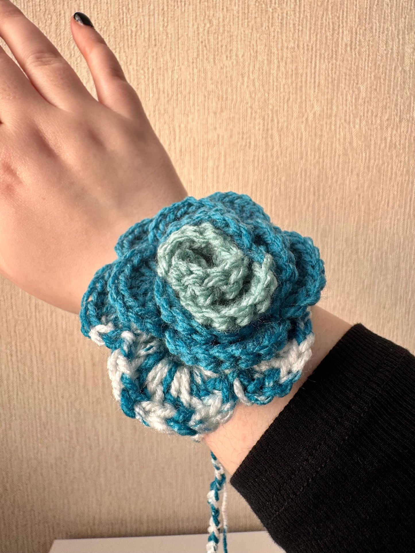 Adventurine Scrap Yarn Flower Accessory - 1 of 1, Ready to Ship