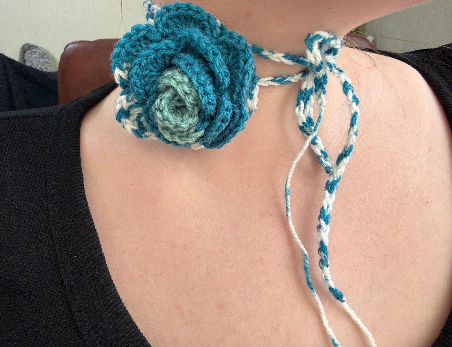 Adventurine Scrap Yarn Flower Accessory - 1 of 1, Ready to Ship