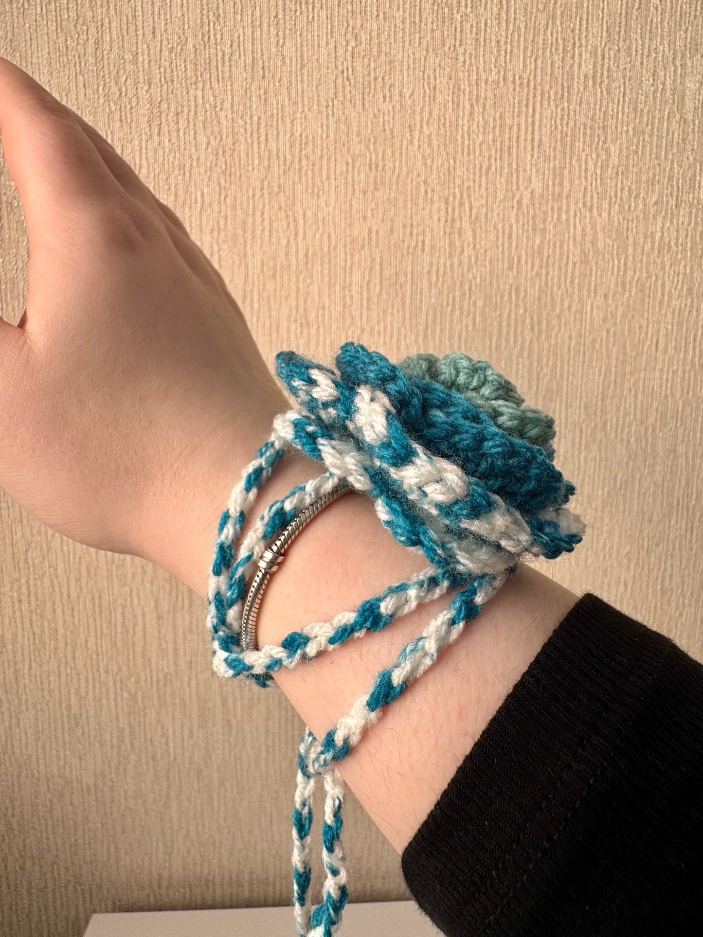 Adventurine Scrap Yarn Flower Accessory - 1 of 1, Ready to Ship