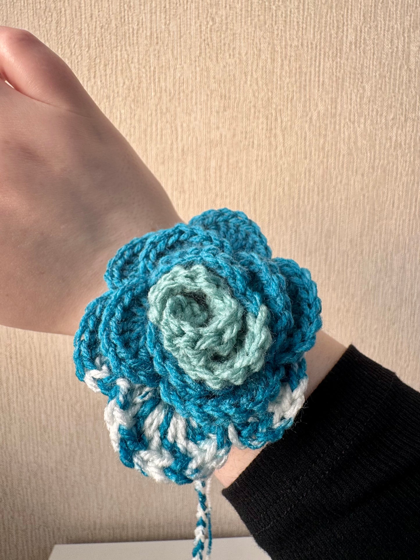 Adventurine Scrap Yarn Flower Accessory - 1 of 1, Ready to Ship