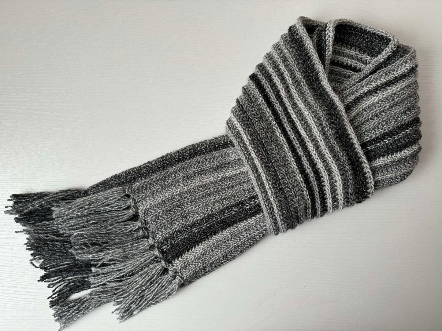 Achromatic Grey Royal Ridge Rib Scarf - Ready to Ship