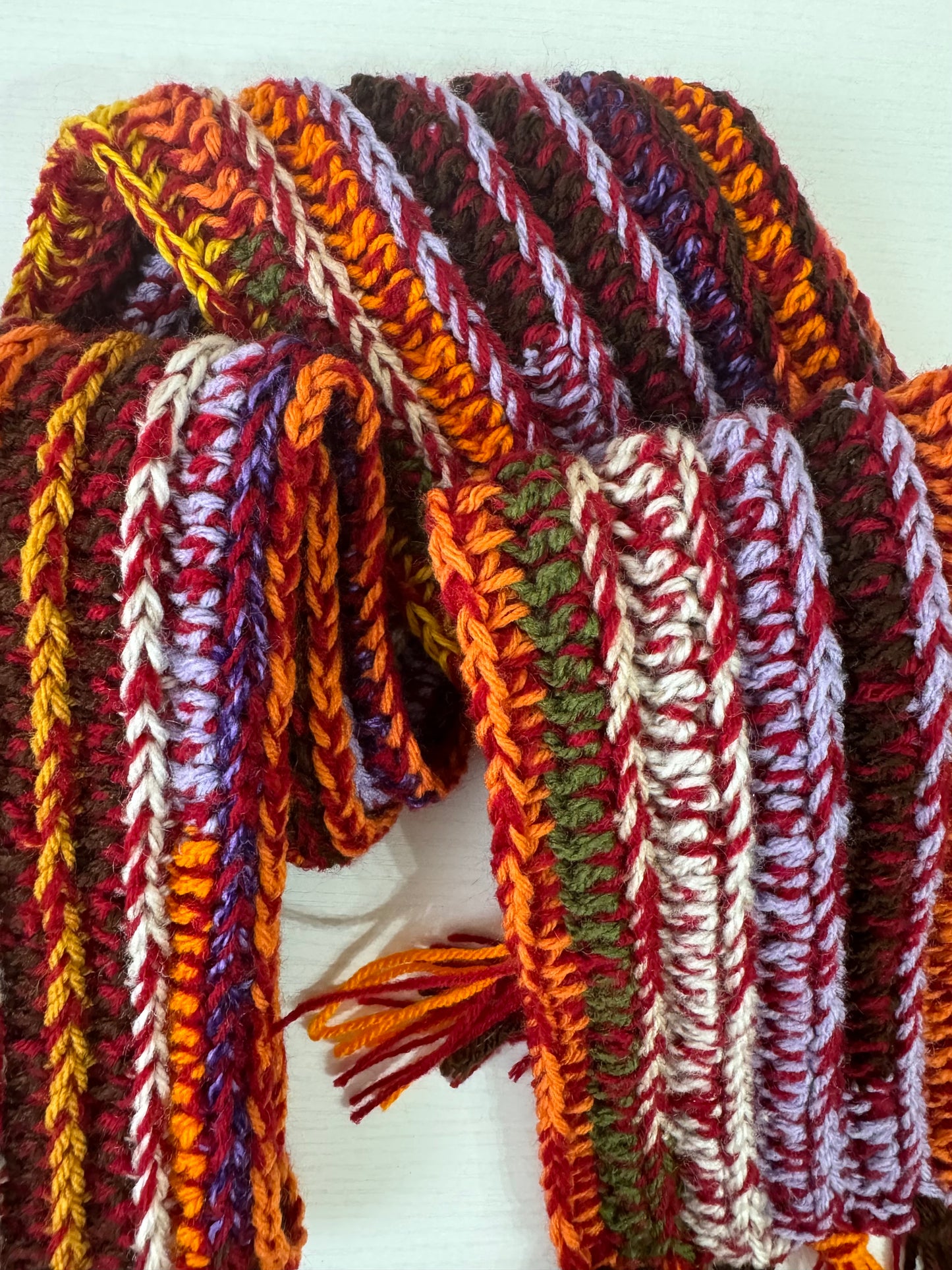 Autumnal Scrap Yarn Royal Ridge Rib Scarf 2.0- 1 of 1, Ready to Ship