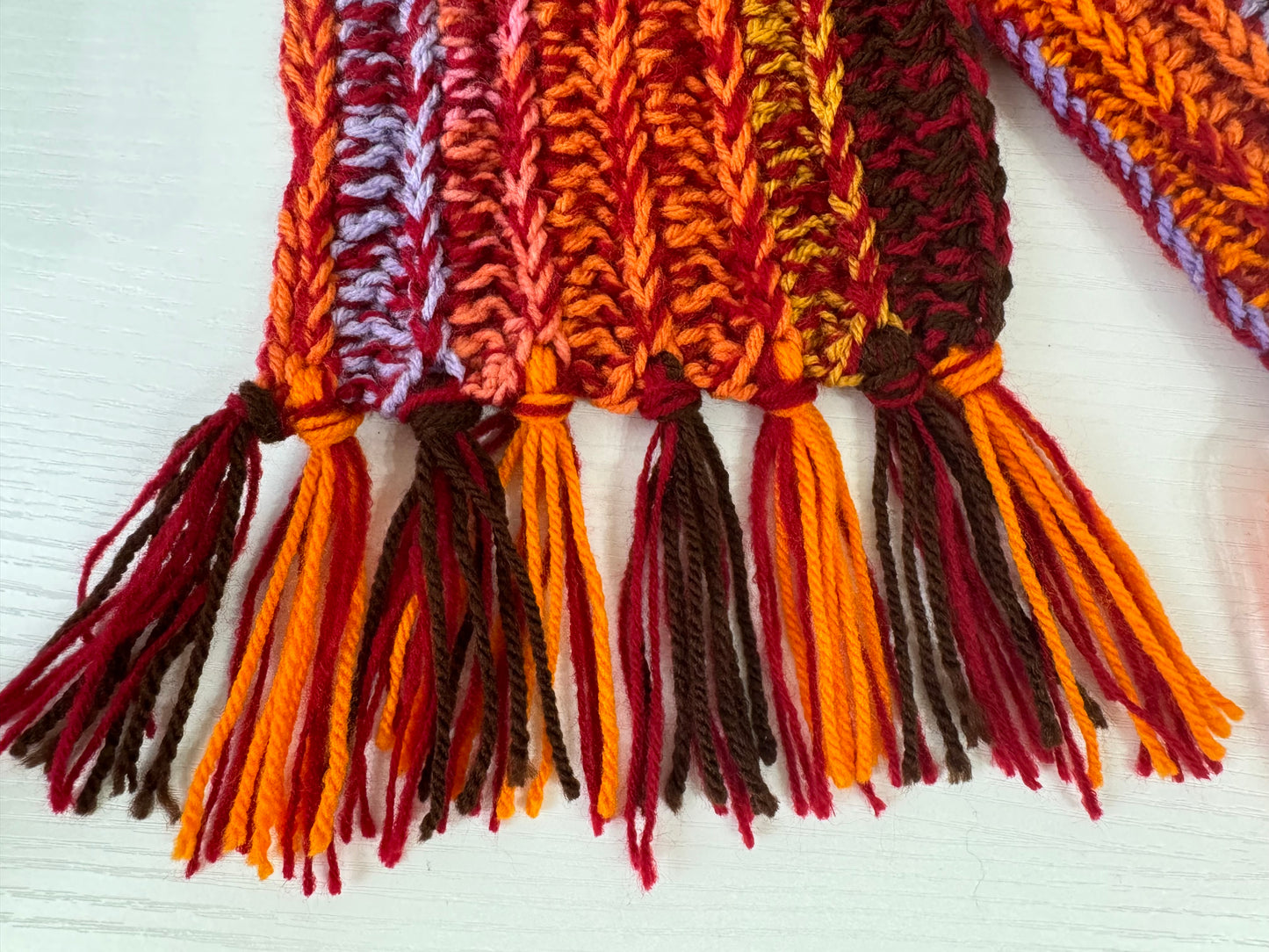 Autumnal Scrap Yarn Royal Ridge Rib Scarf 2.0- 1 of 1, Ready to Ship