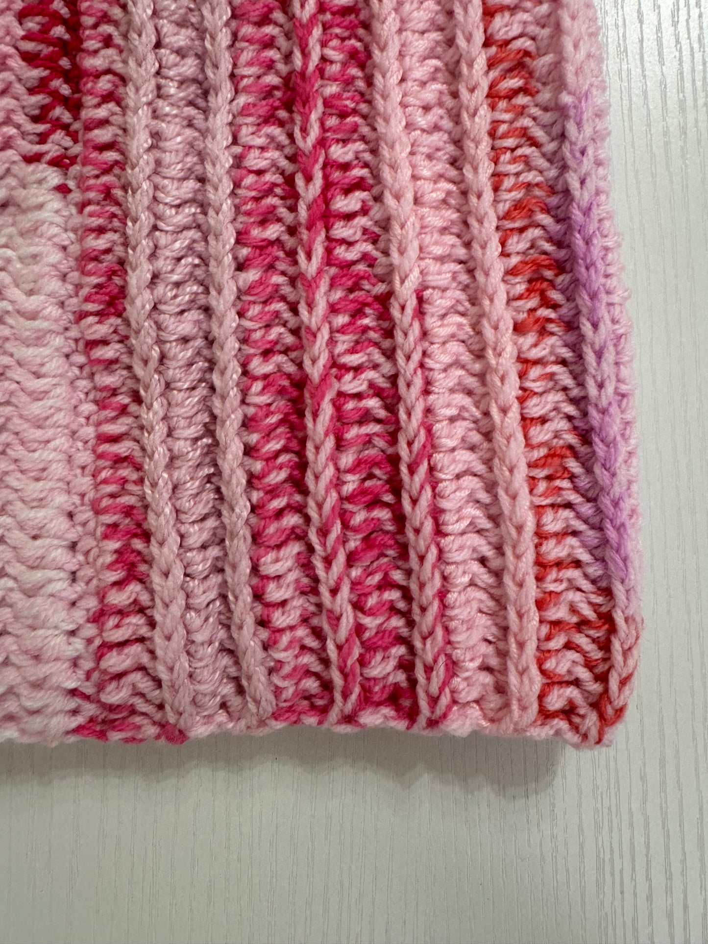 Pink Scrap Yarn Royal Ridge Rib Snood - 1 of 1, Ready to Ship