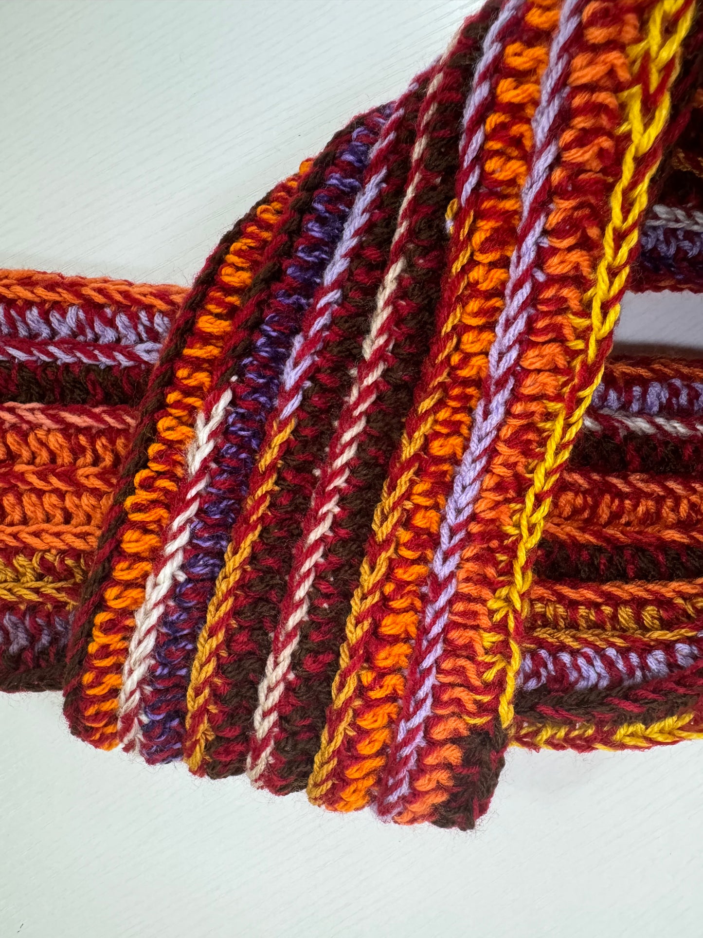 Autumnal Scrap Yarn Royal Ridge Rib Scarf 2.0- 1 of 1, Ready to Ship