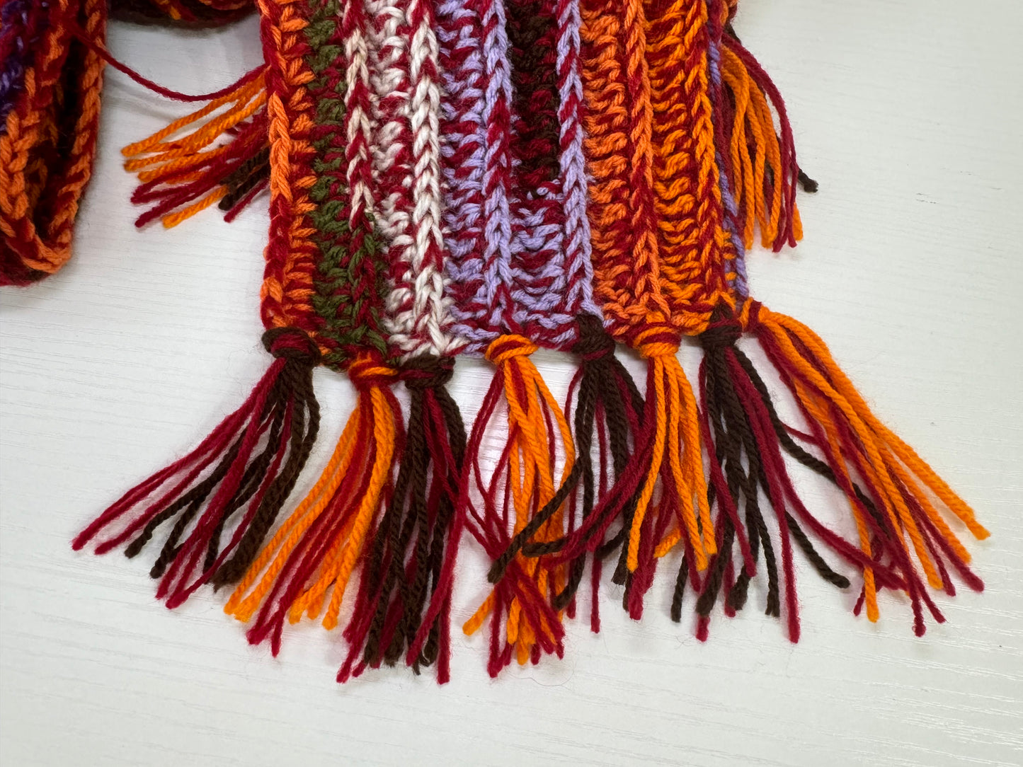 Autumnal Scrap Yarn Royal Ridge Rib Scarf 2.0- 1 of 1, Ready to Ship