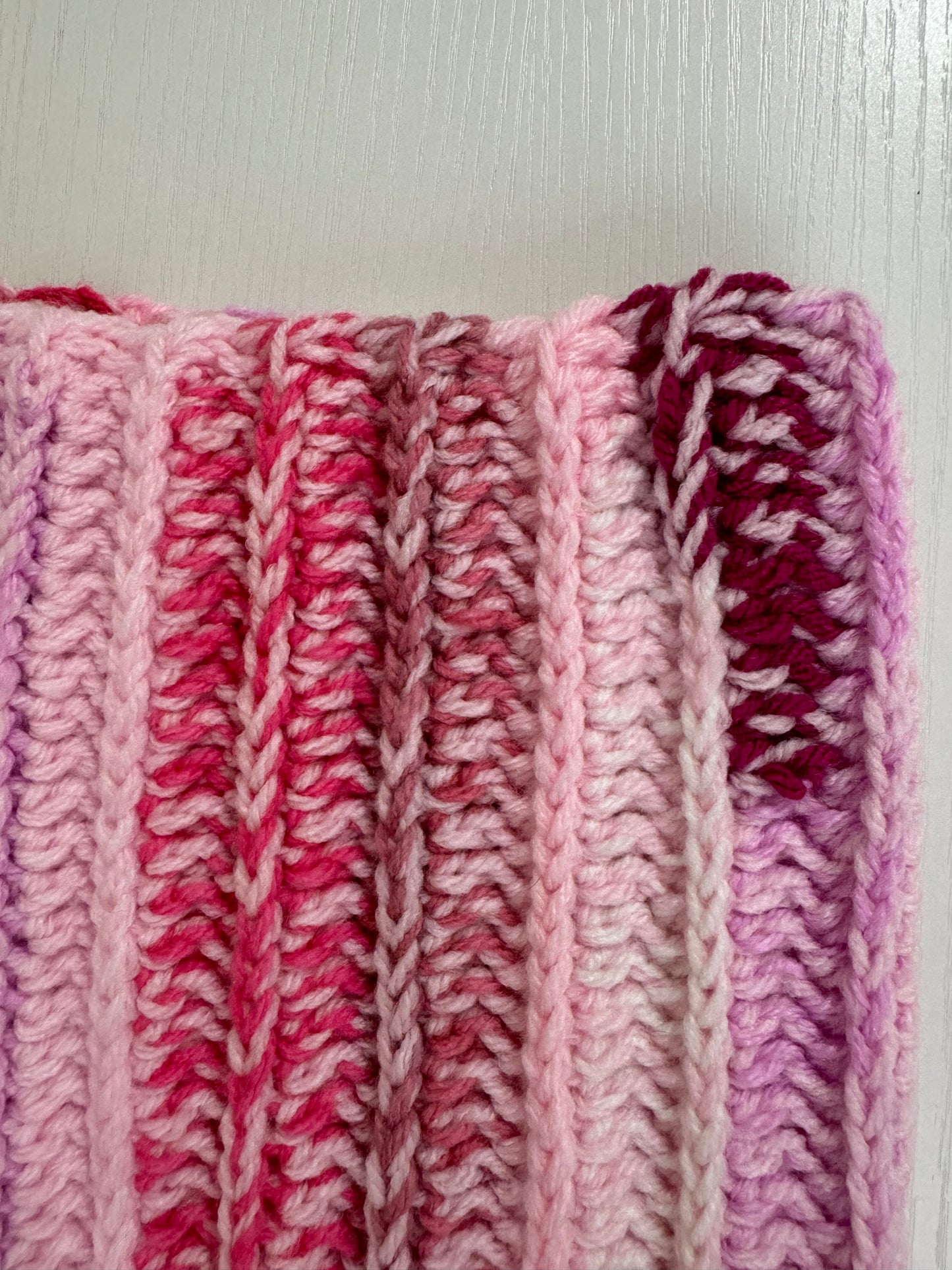 Pink Scrap Yarn Royal Ridge Rib Snood - 1 of 1, Ready to Ship