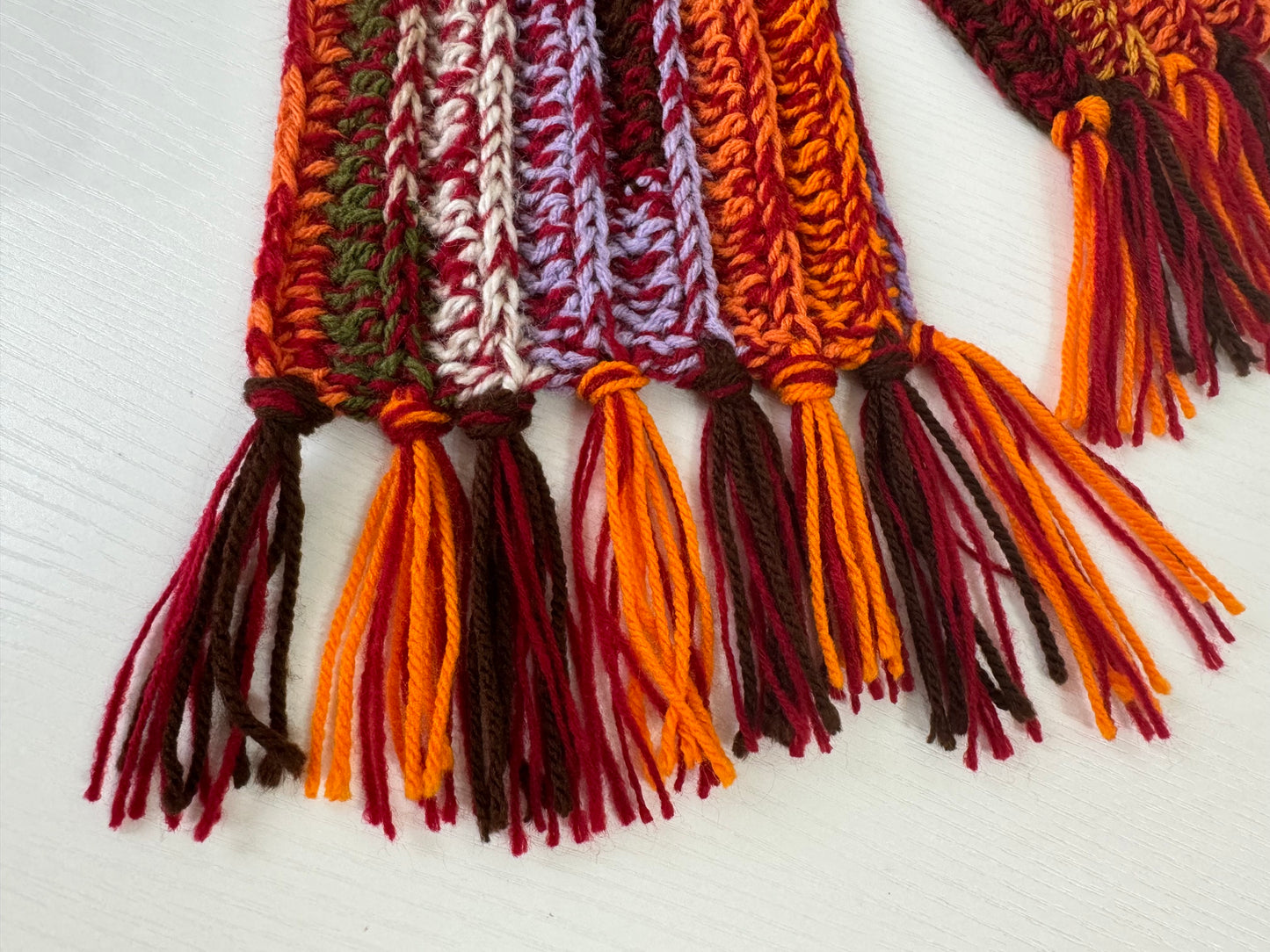 Autumnal Scrap Yarn Royal Ridge Rib Scarf 2.0- 1 of 1, Ready to Ship