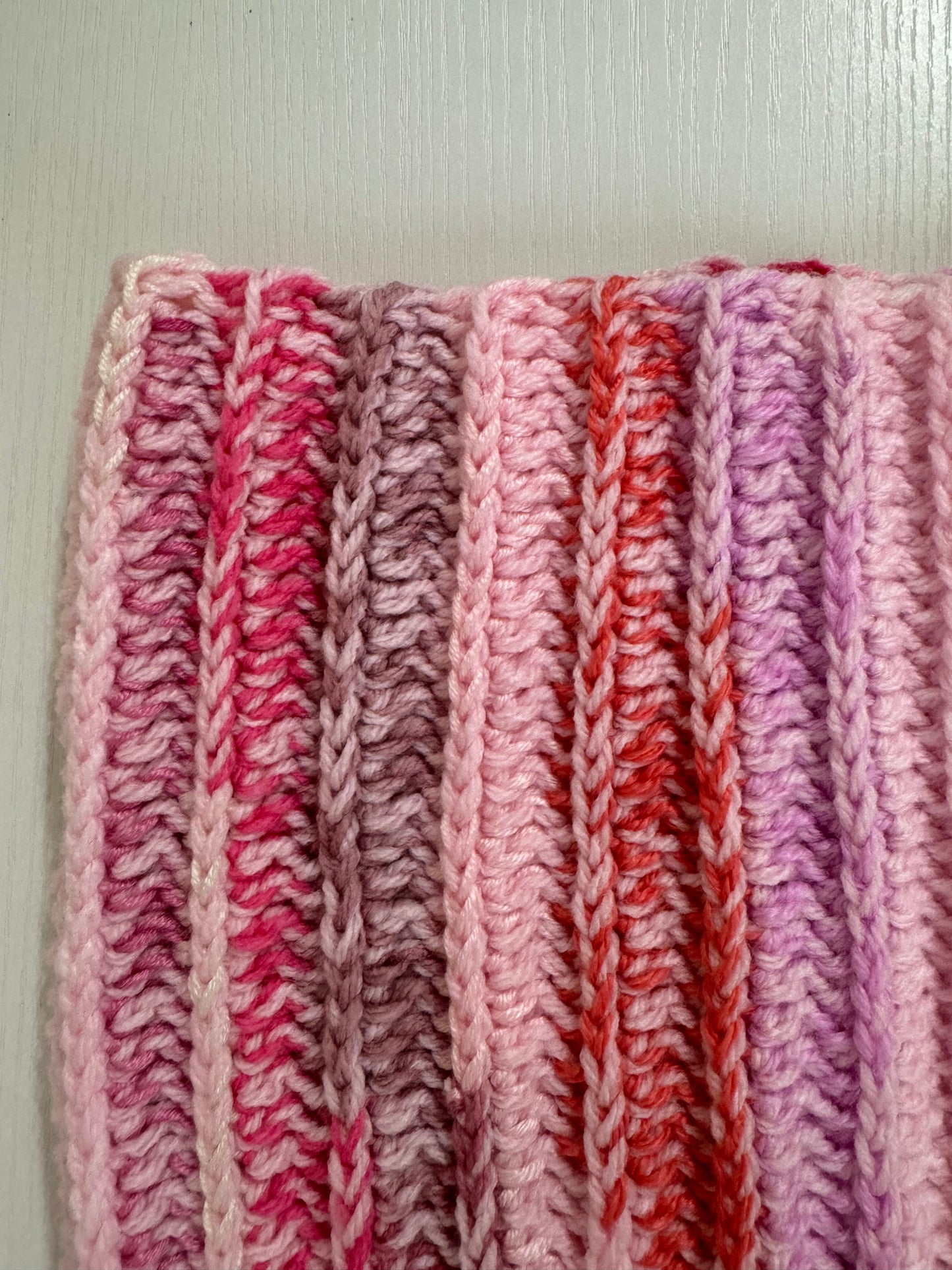 Pink Scrap Yarn Royal Ridge Rib Snood - 1 of 1, Ready to Ship