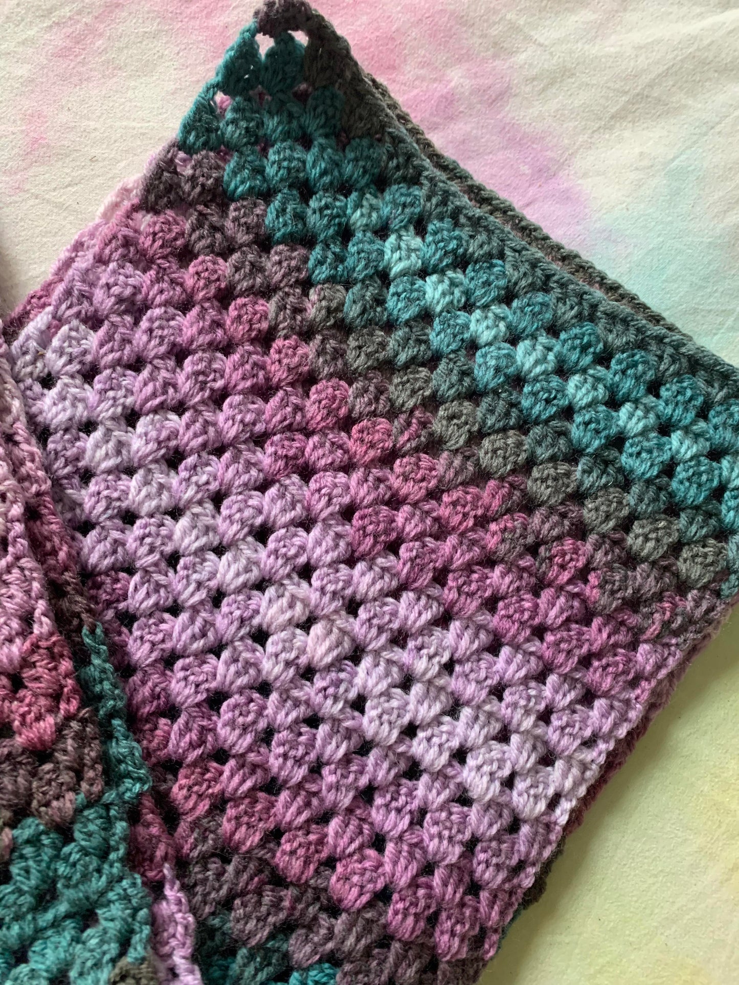 Amethyst Granny Stripe Scarf- Ready To Ship