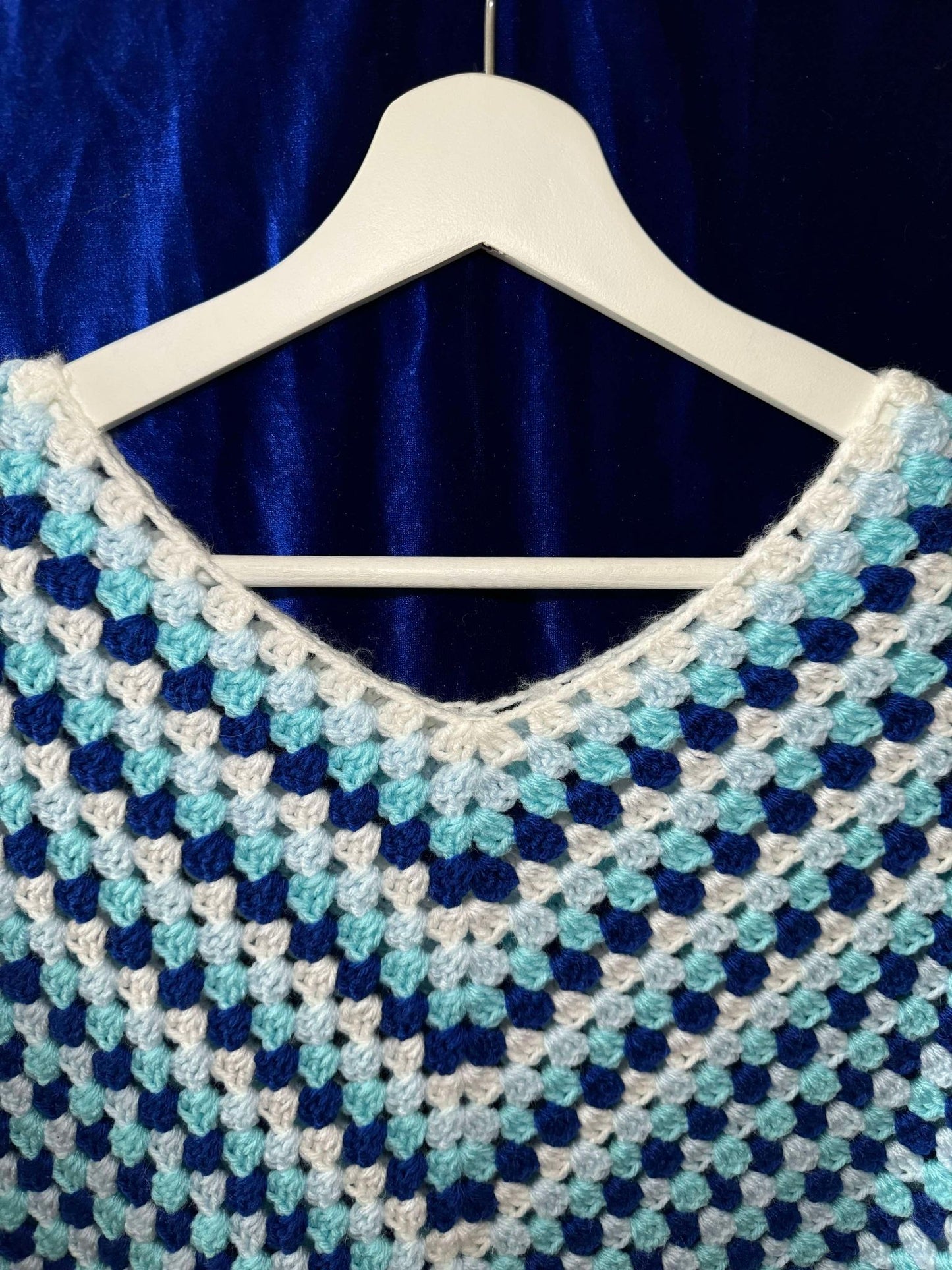 Santorini Shades 70s Style Crochet Poncho - Ready to Ship