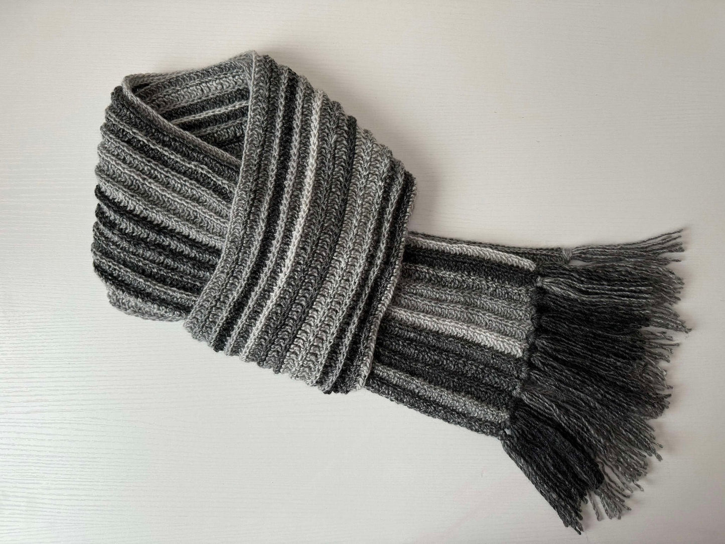 Achromatic Grey Royal Ridge Rib Scarf - Ready to Ship