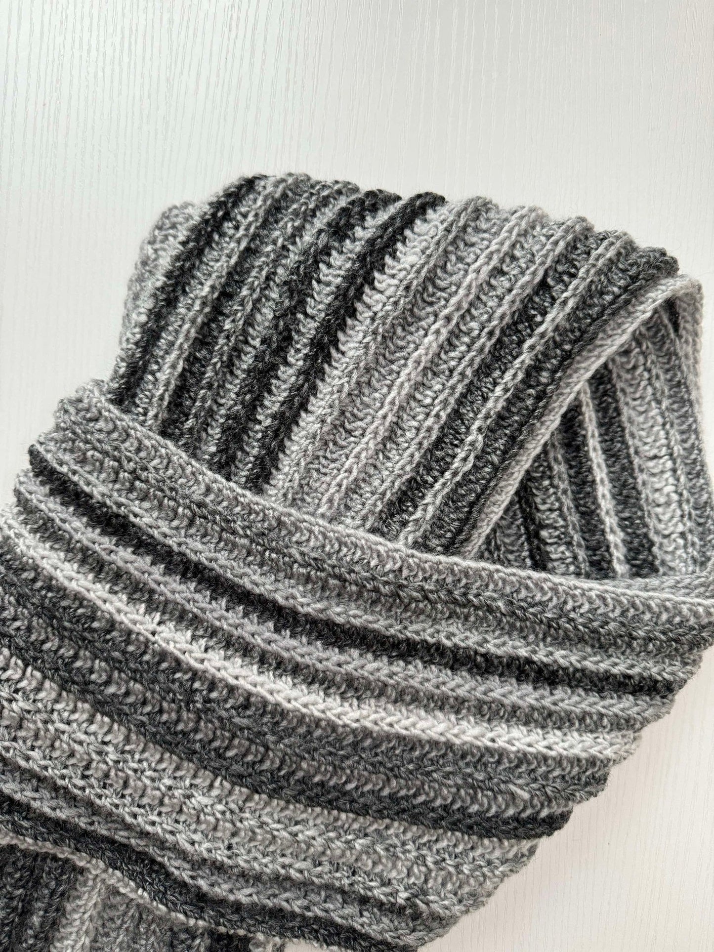 Achromatic Grey Royal Ridge Rib Scarf - Ready to Ship