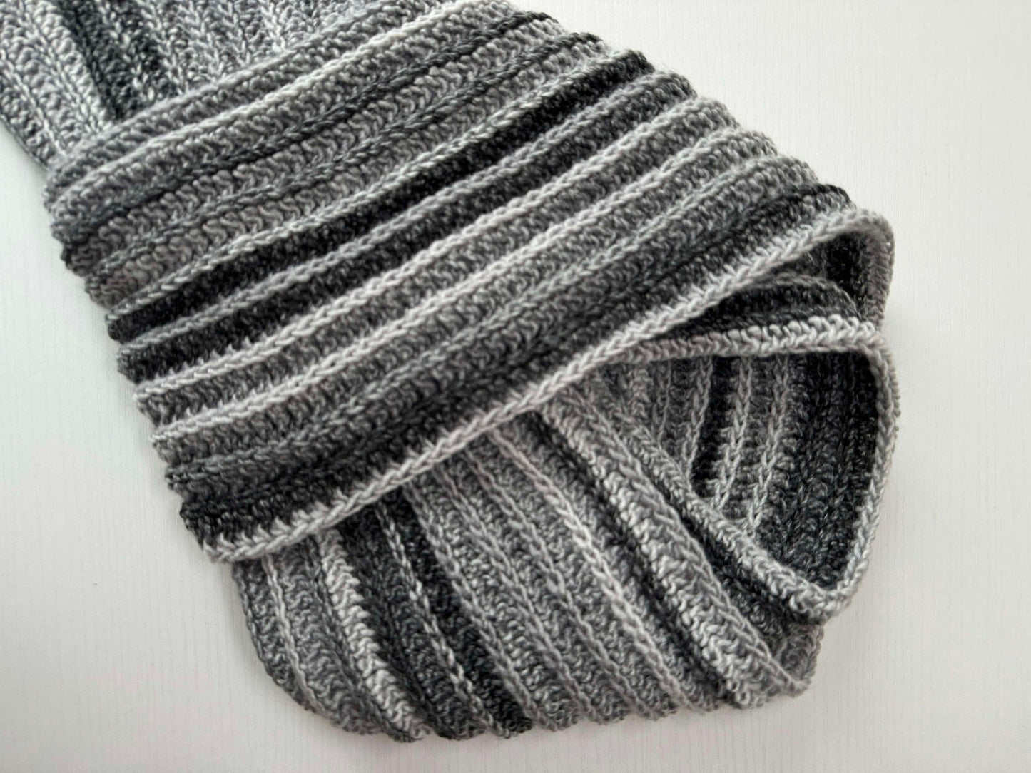 Achromatic Grey Royal Ridge Rib Scarf - Ready to Ship