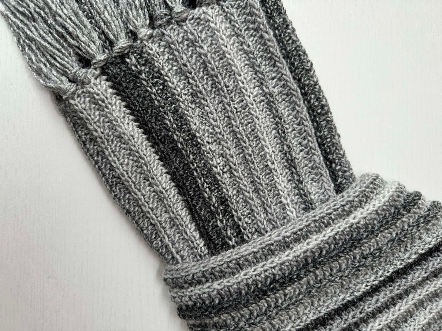 Achromatic Grey Royal Ridge Rib Scarf - Ready to Ship