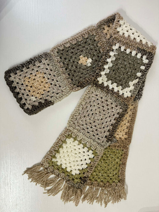 Mossy Meadow Oversized Granny Square Scarf- 1 of 1, Ready To Ship