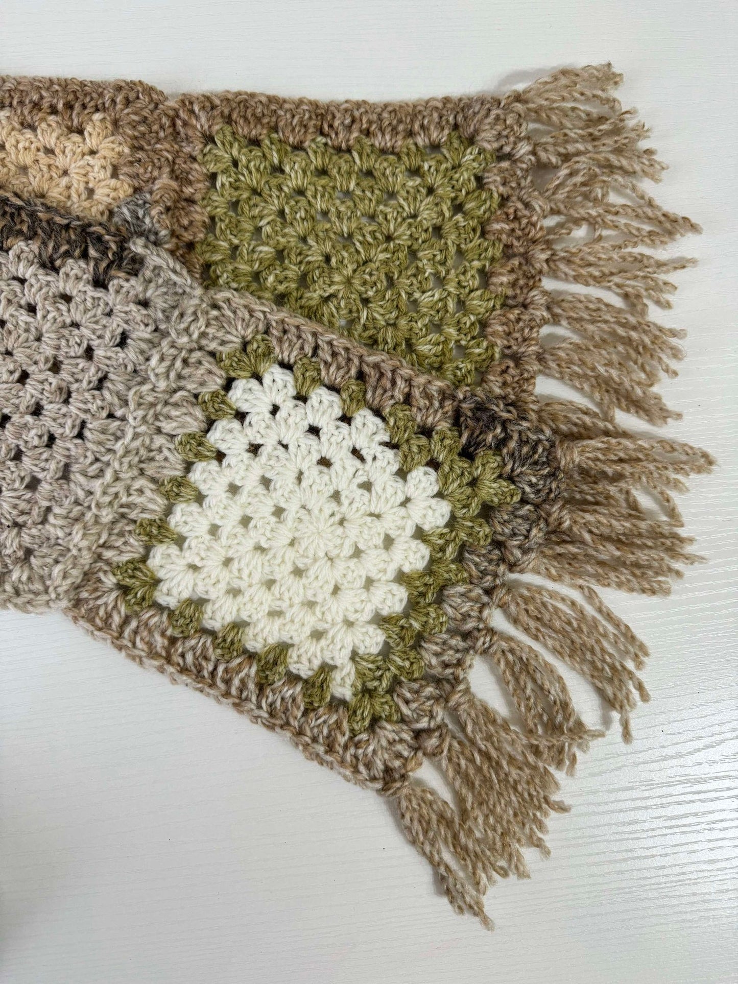 Mossy Meadow Oversized Granny Square Scarf- 1 of 1, Ready To Ship