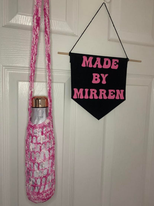 Pink Tie Dyed Caged Bottle Carrier with Shoulder Strap - 1 of 1