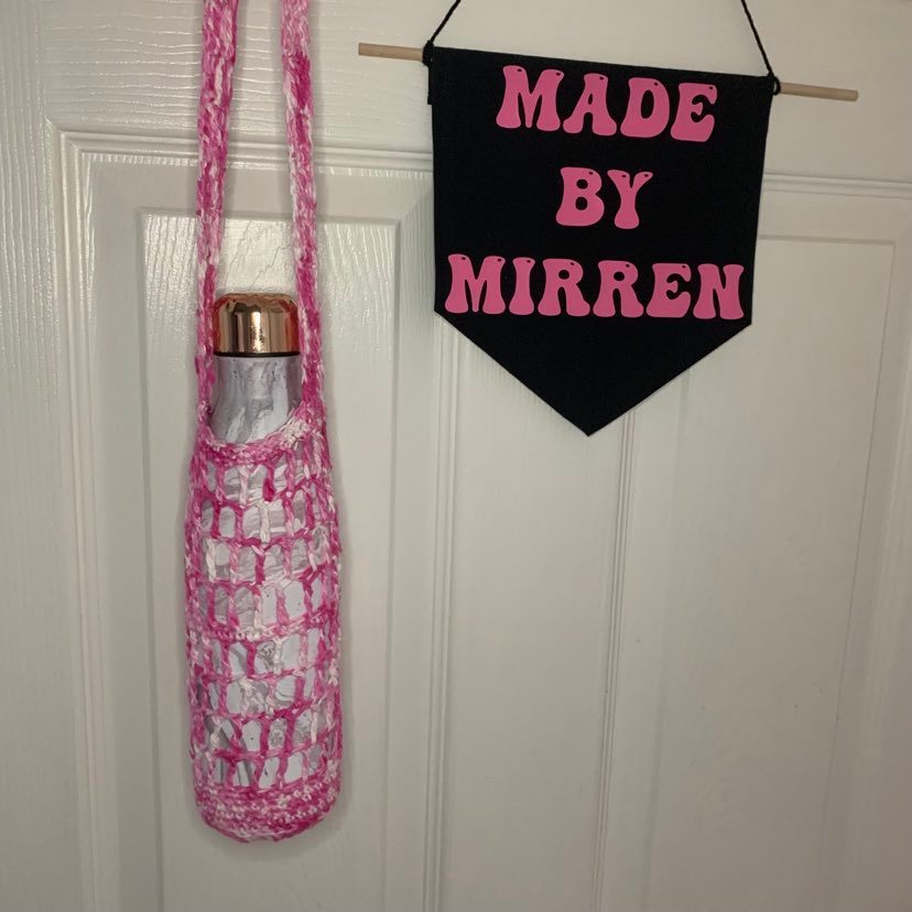 Pink Tie Dyed Caged Bottle Carrier with Shoulder Strap - 1 of 1