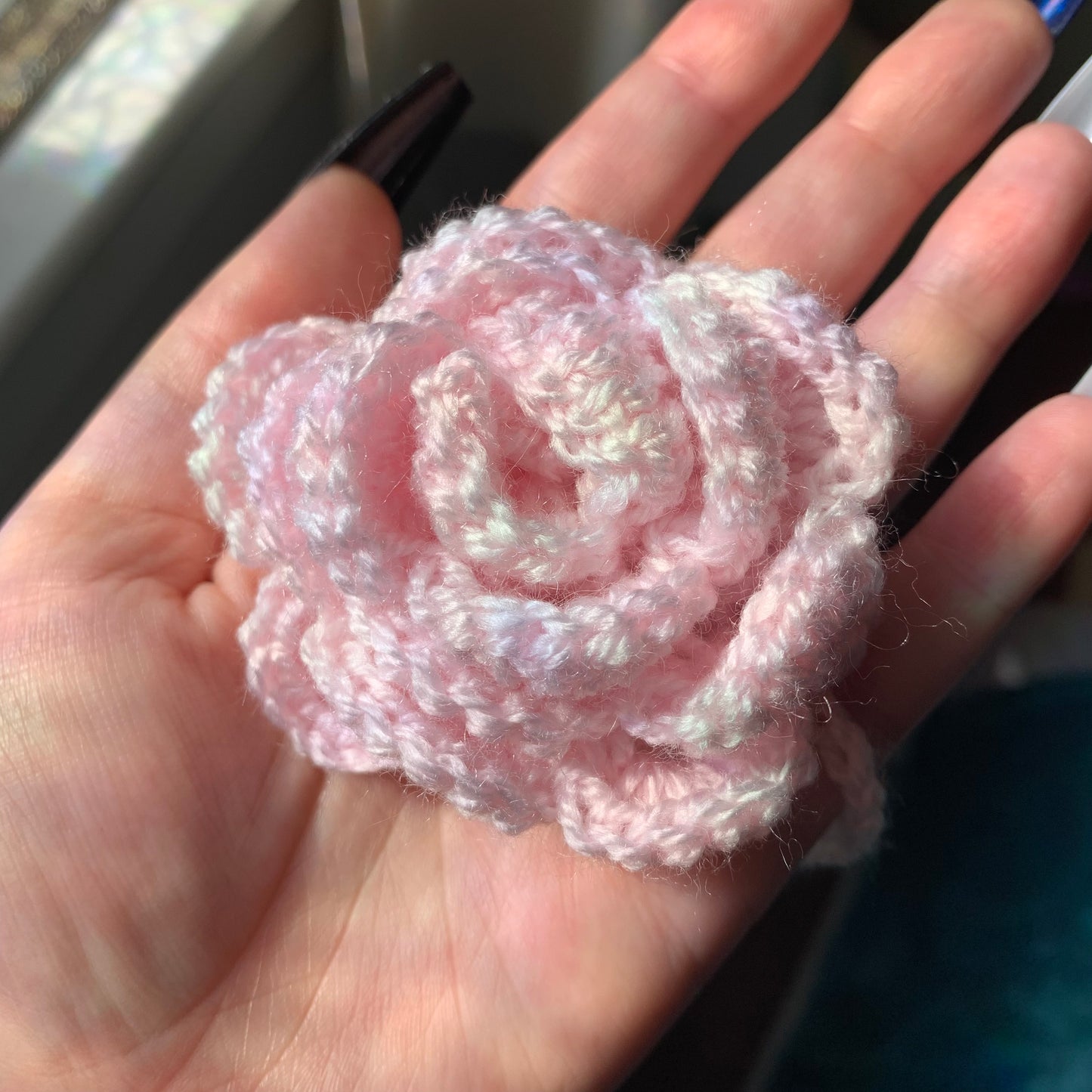 Shimmer Pink Crochet Flower Accessory Size Medium - 1 of 1