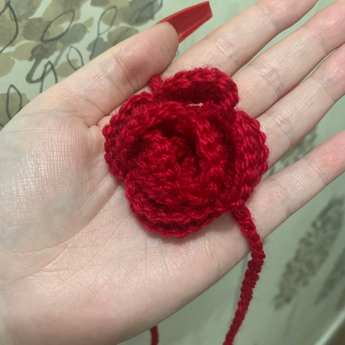 Carmine Red Crochet Flower Accessory Size Small - 1 of 1