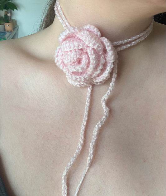 Shimmer Pink Crochet Flower Accessory Size Medium - 1 of 1