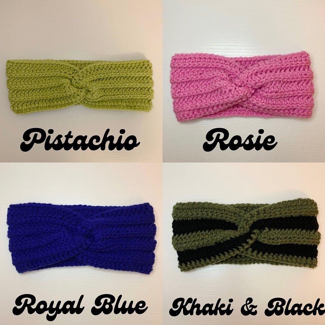 Twist Front Headband/Ear Warmer in Royal Ridge Rib Style